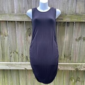 antistar ruched dress Antistar Grey Ruched midi fitted Rayon Stretch Bodycon dress S NWTS Casual chic
